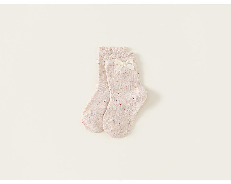 Princess Socks – Solid Color Mid-Calf Bow Socks for Girls