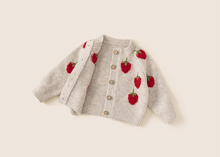 Strawberry Knit Cardigan Baby Girl