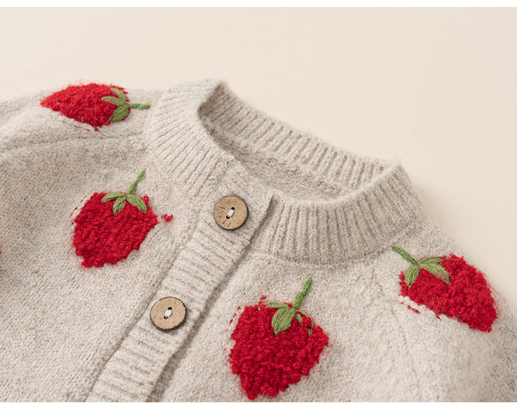 Strawberry Knit Cardigan Baby Girl
