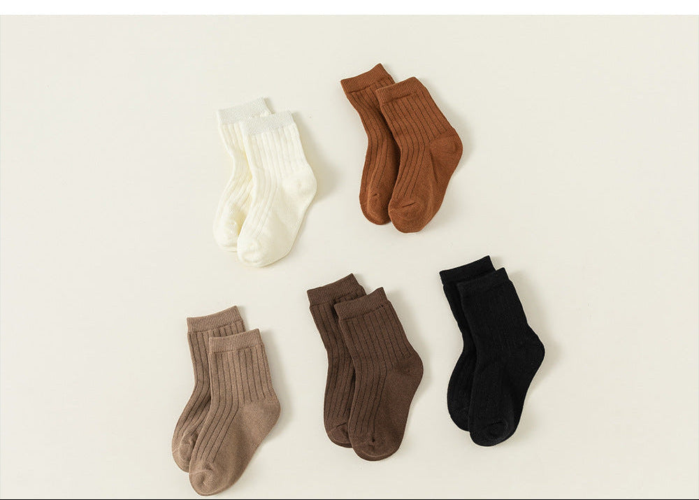 Kids’ Socks – Unisex Spring & Autumn Mid-Calf Knitted Socks Boys & Girls