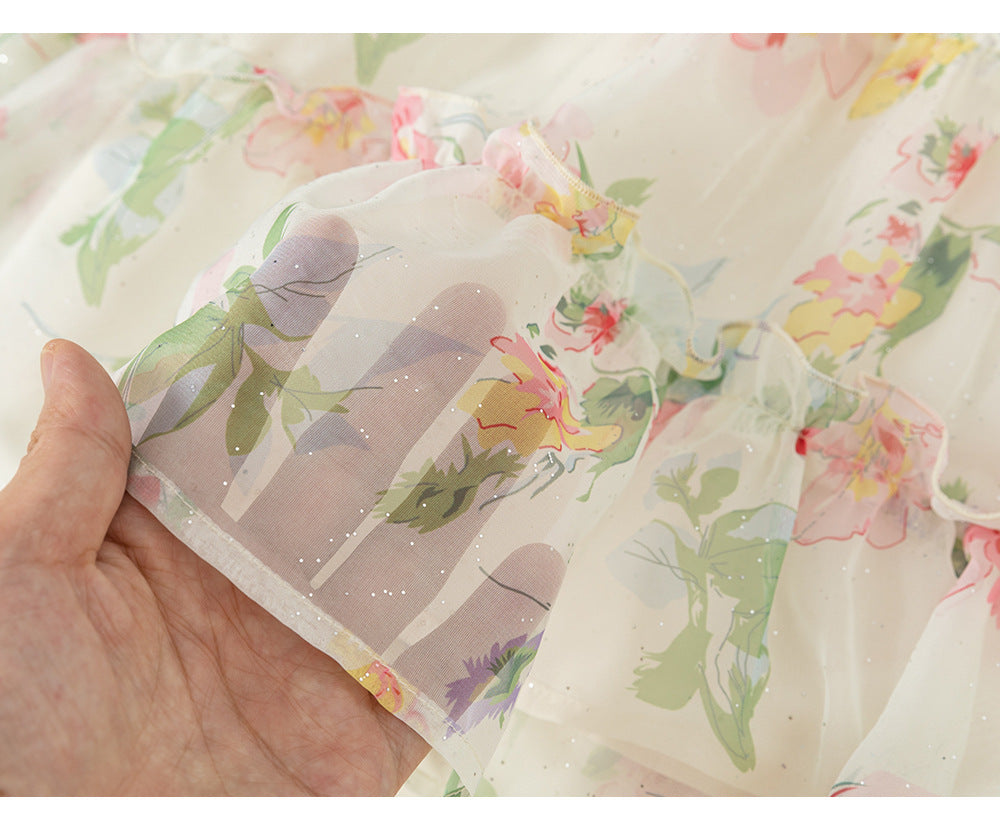 Floral Sleeveless Princess Dress for Baby Girls