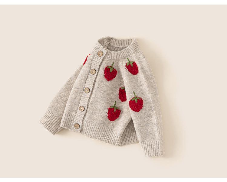 Strawberry Knit Cardigan Baby Girl