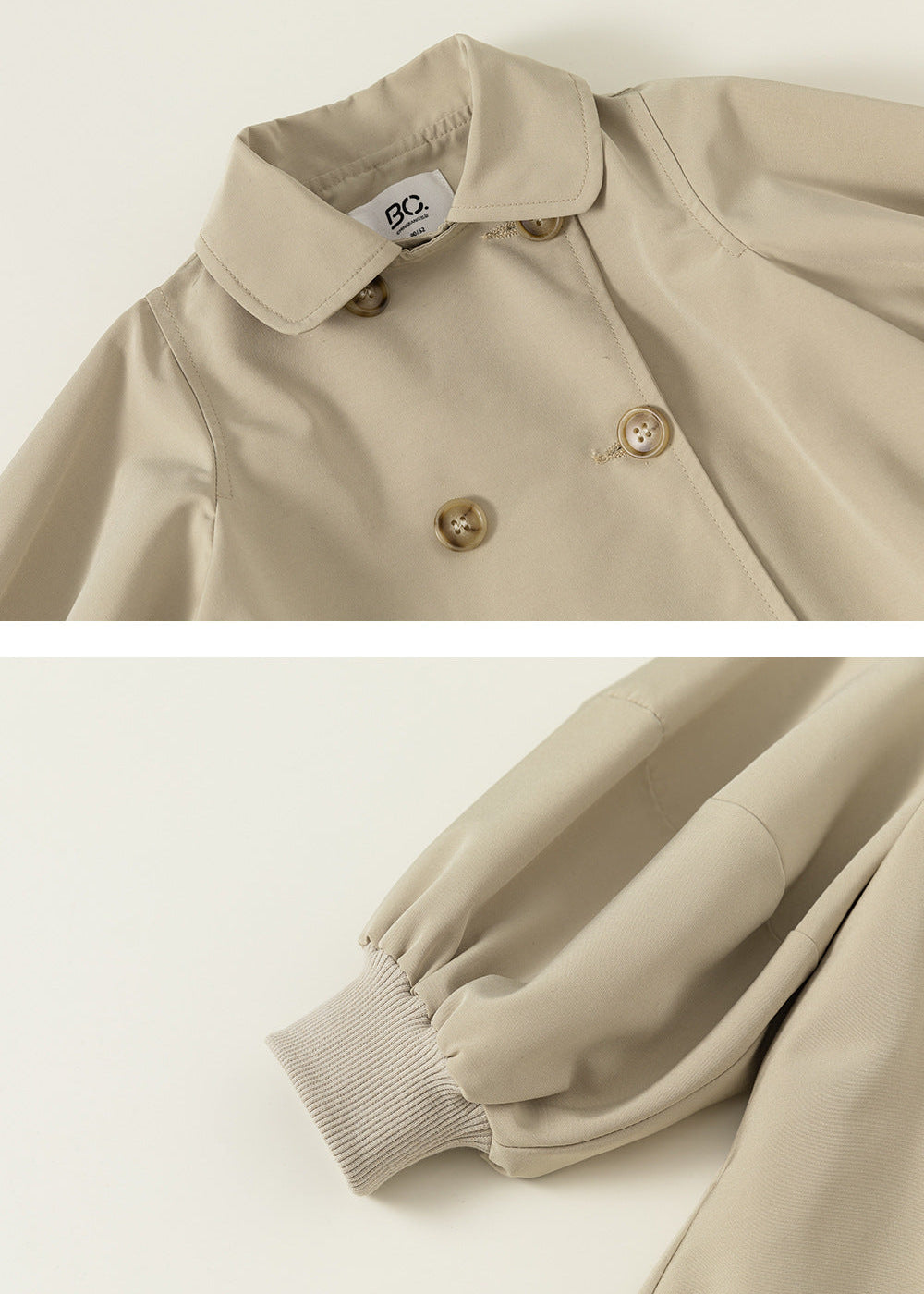 Girls’ Spring & Autumn Coat – Fashionable Korean-Style Lantern Sleeve Mid-Length