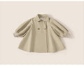 Girls’ Spring & Autumn Coat – Fashionable Korean-Style Lantern Sleeve Mid-Length