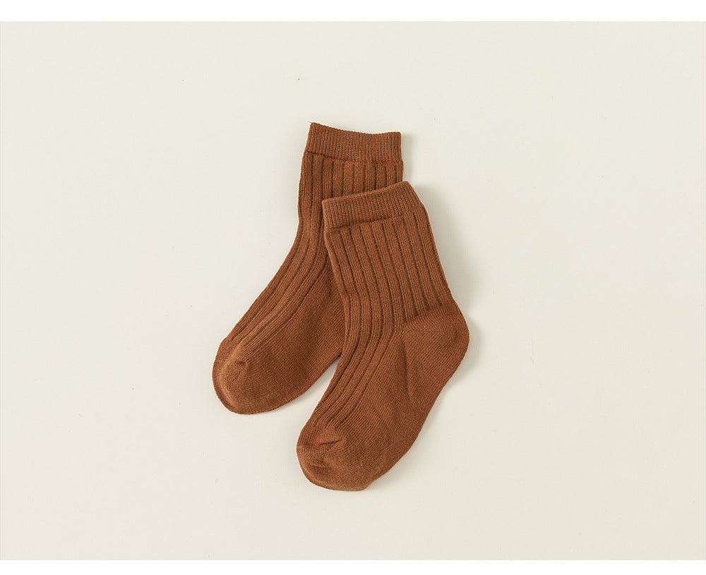 Kids’ Socks – Unisex Spring & Autumn Mid-Calf Knitted Socks Boys & Girls
