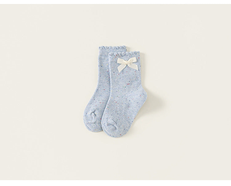 Princess Socks – Solid Color Mid-Calf Bow Socks for Girls