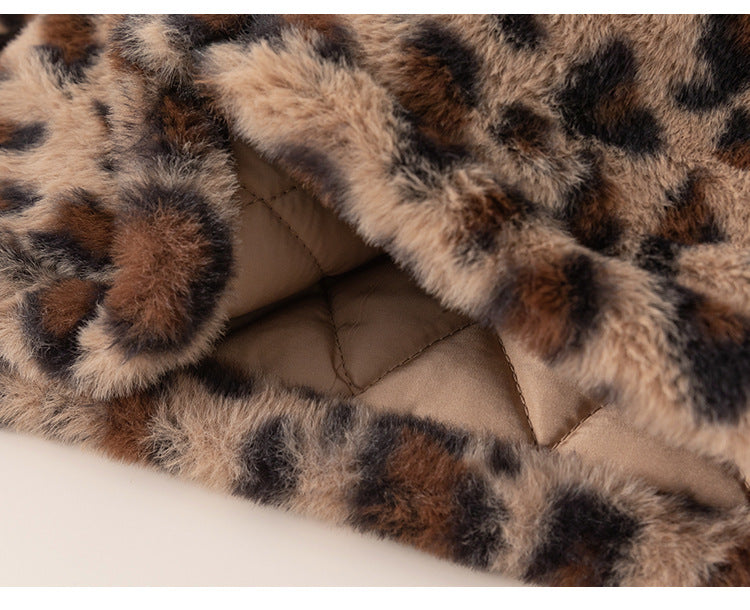 Kids’ Winter Jacket – Leopard Print Coat for Boys & Girls, Furry Jacket