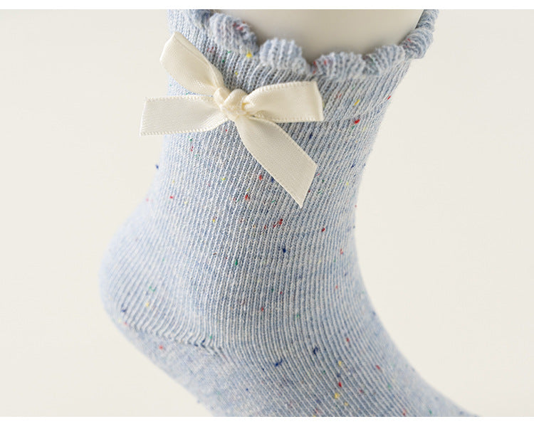 Princess Socks – Solid Color Mid-Calf Bow Socks for Girls