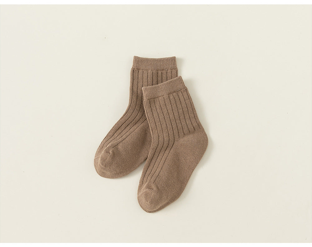 Kids’ Socks – Unisex Spring & Autumn Mid-Calf Knitted Socks Boys & Girls