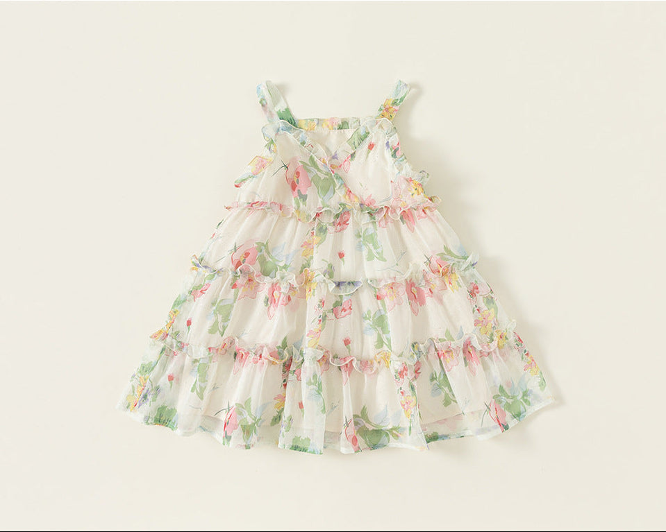 Floral Sleeveless Princess Dress for Baby Girls